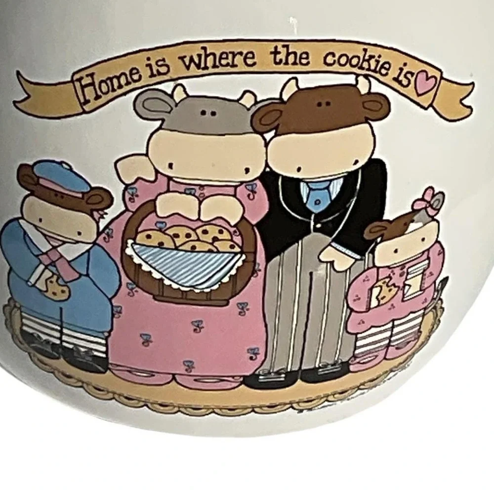 VTG Cow Family Ceramic Cookie Jar Treasure Craft  '80's Country Kitchen Decor